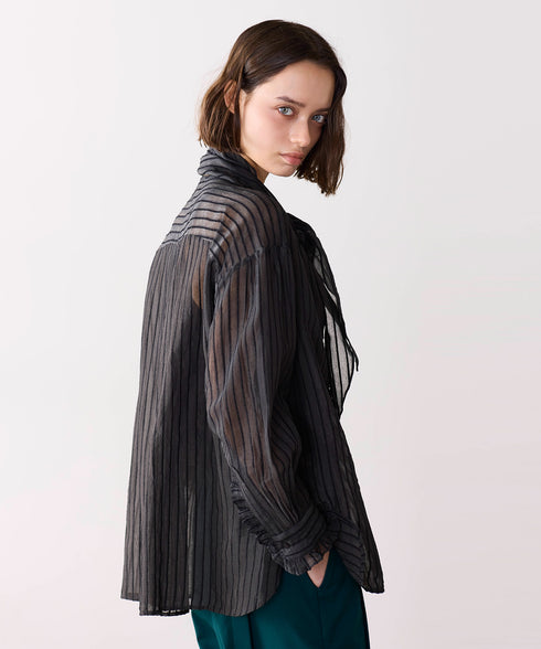 sheer velour 2way tie shirt