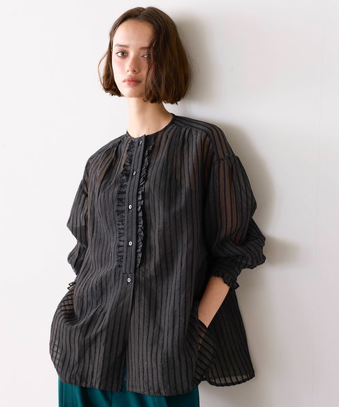 sheer velour 2way tie shirt