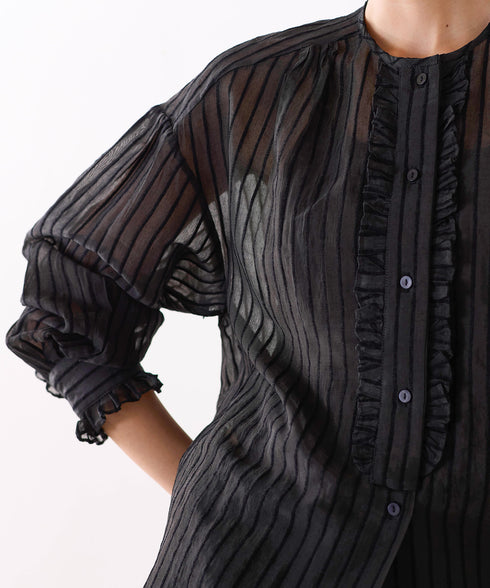 sheer velour 2way tie shirt