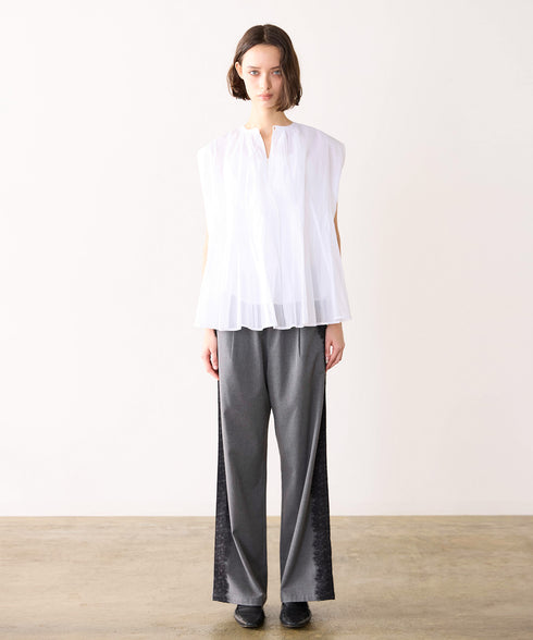 sheer starched cotton godet blouse