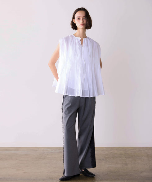 sheer starched cotton godet blouse