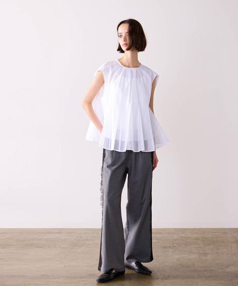 sheer starched cotton godet blouse