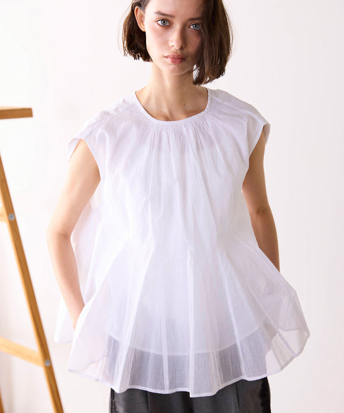 sheer starched cotton godet blouse