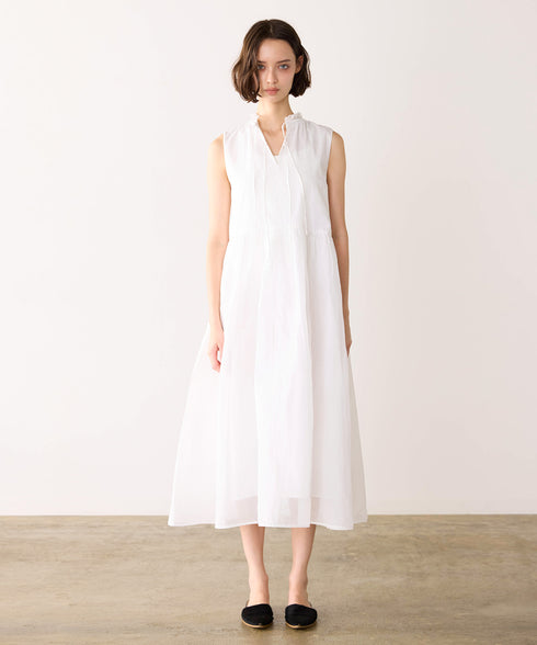 sheer starched cotton 2way gather dress