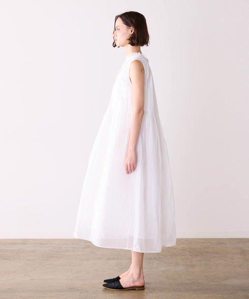 sheer starched cotton 2way gather dress