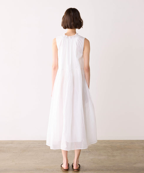 sheer starched cotton 2way gather dress