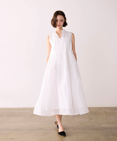sheer starched cotton 2way gather dress