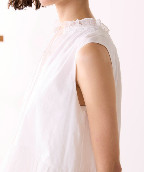 sheer starched cotton 2way gather dress