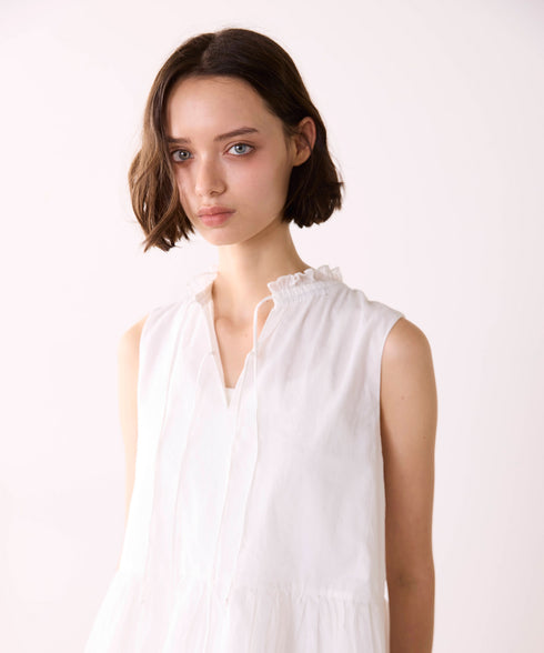 sheer starched cotton 2way gather dress