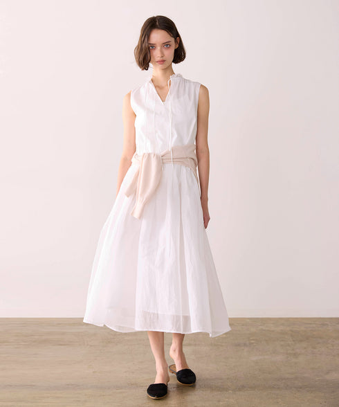 sheer starched cotton 2way gather dress