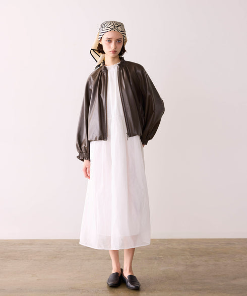 sheer starched cotton 2way gather dress