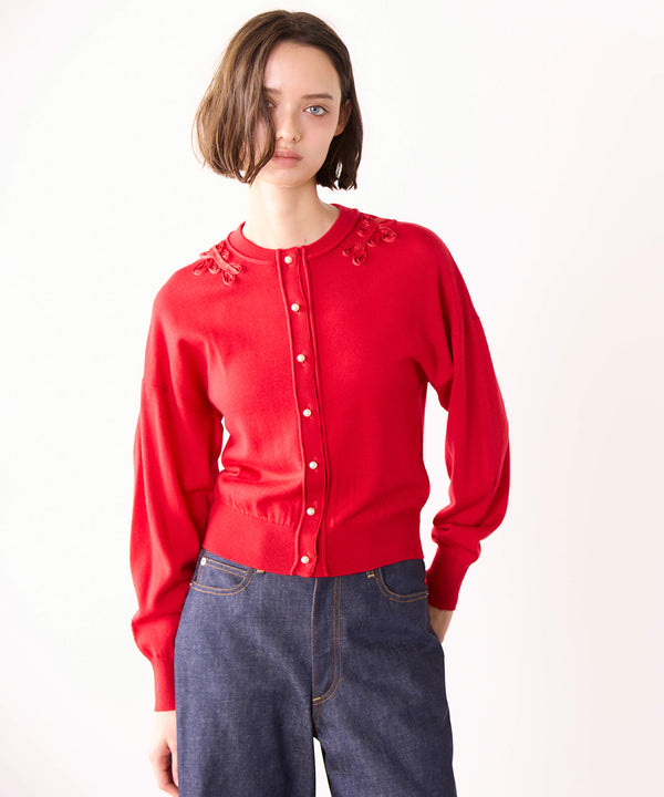 code flower embroidery cardigan