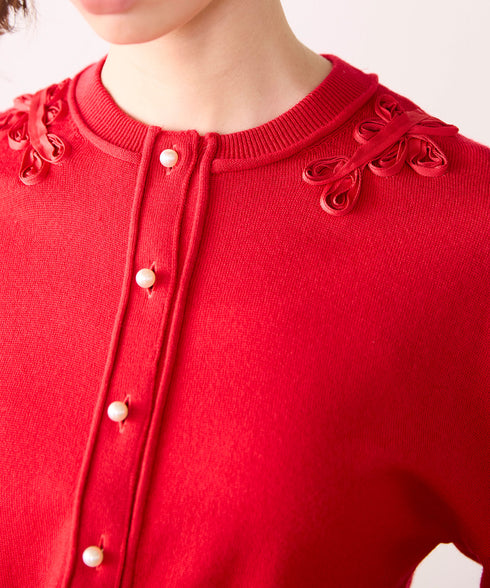 code flower embroidery cardigan