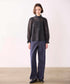 sheer velour volume sleeve blouse
