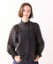 sheer velour volume sleeve blouse
