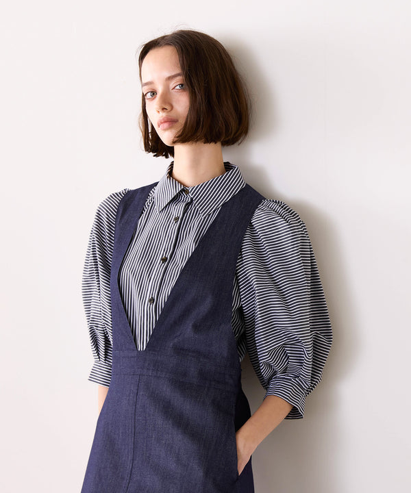 modern strip volume sleeve shirt