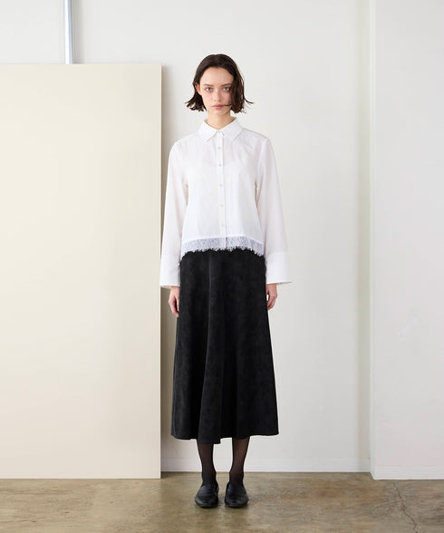 <9/4発売>pearl hem lace flare shirt