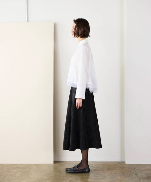 <9/4発売>pearl hem lace flare shirt
