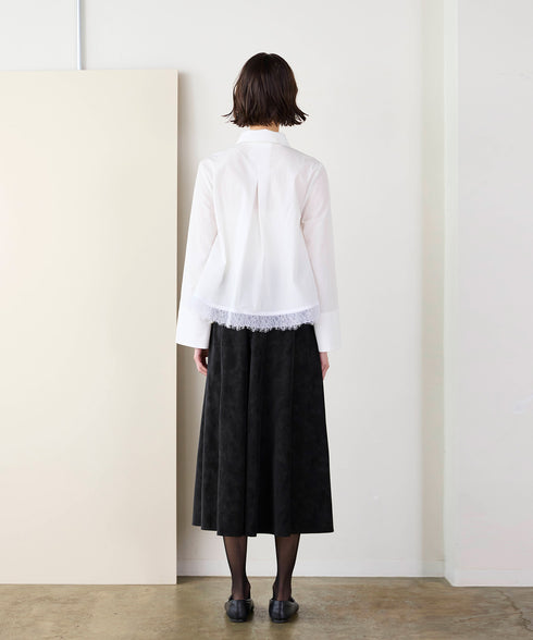 <9/4発売>pearl hem lace flare shirt