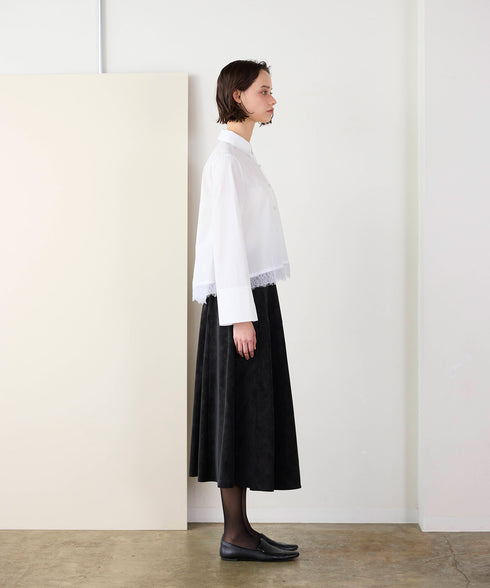 <9/4発売>pearl hem lace flare shirt