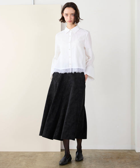 <9/4発売>pearl hem lace flare shirt