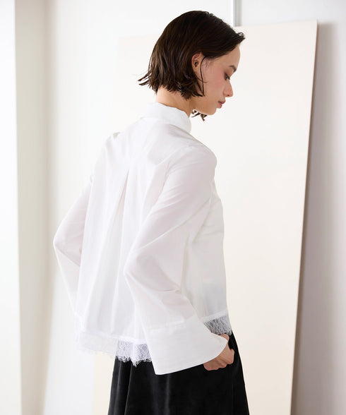 <9/4発売>pearl hem lace flare shirt