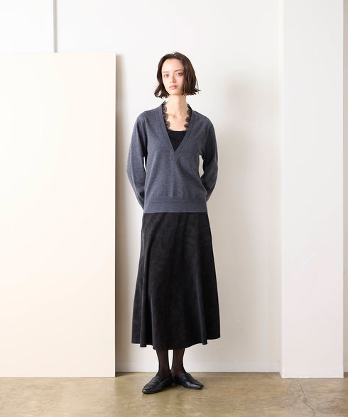 14G wool layered scallop-lace top