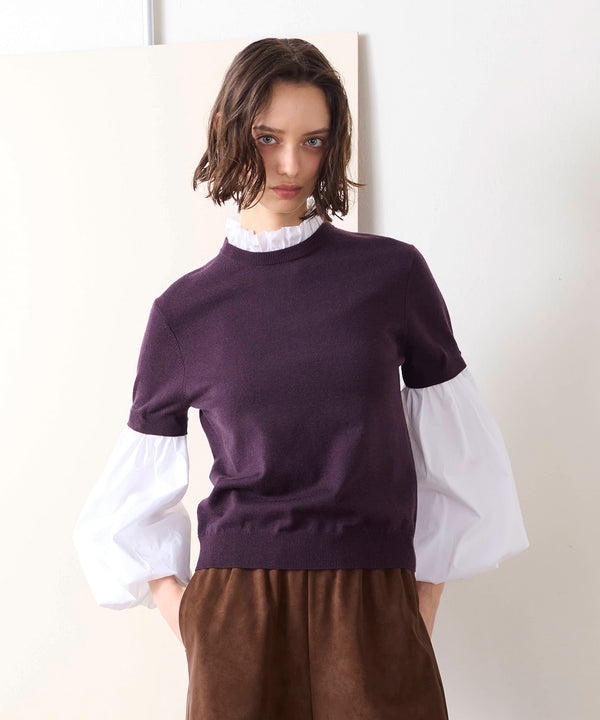 【先行予約1000ポイントプレゼント】14G wool 2way sleeve top
