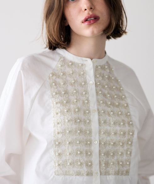 再入荷【SOI-MeME】pearl lame lace blouse