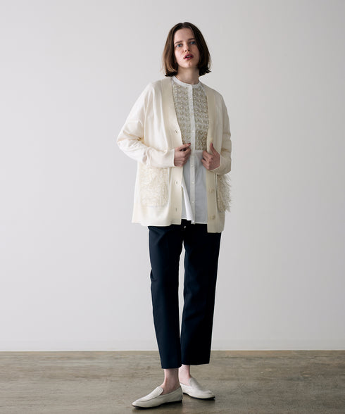 【SOI-MeME】sheer fringe high gauge cardigan