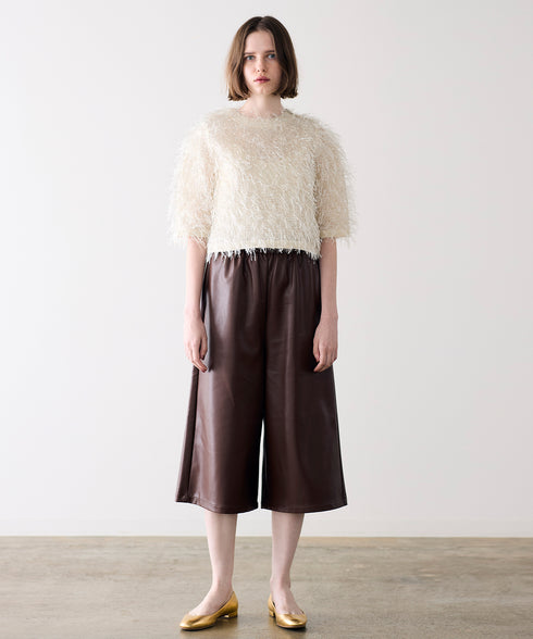 soft eco-leather half pants