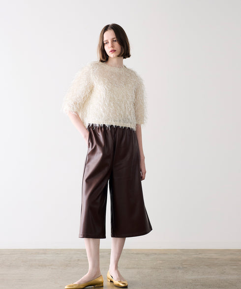 soft eco-leather half pants