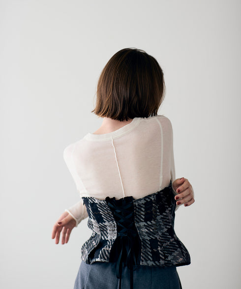 【SOI-MeME】check lame jacquard bustier