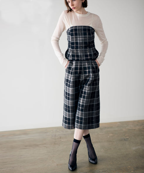 【SOI-MeME】check lame jacquard half pants