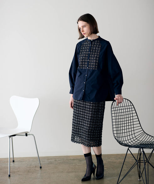 再入荷【SOI-MeME】pearl lame lace blouse