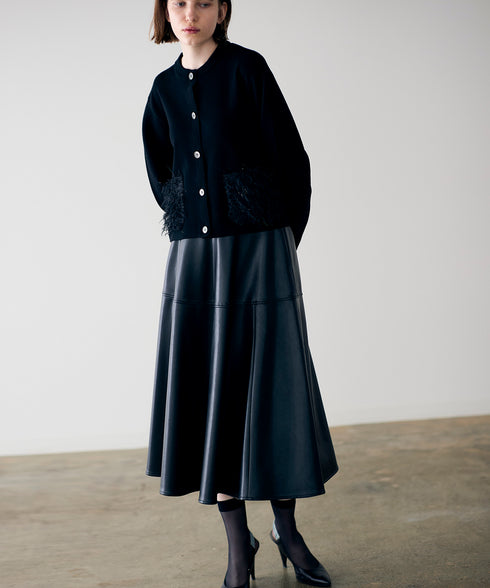 【SOI-MeME】sheer fringe cocoon cardigan
