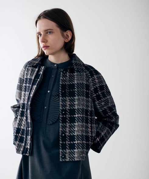 【SOI-MeME】check lame jacquard jacket