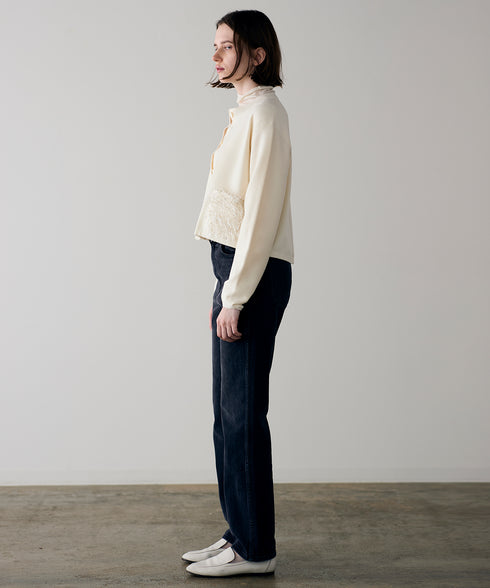 【SOI-MeME】sheer fringe cocoon cardigan