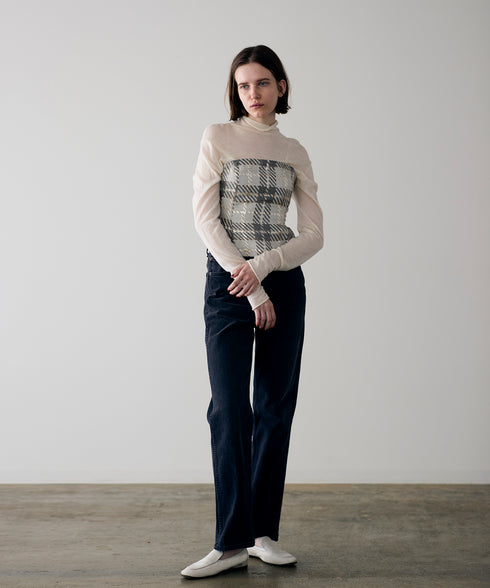 【SOI-MeME】check lame jacquard bustier