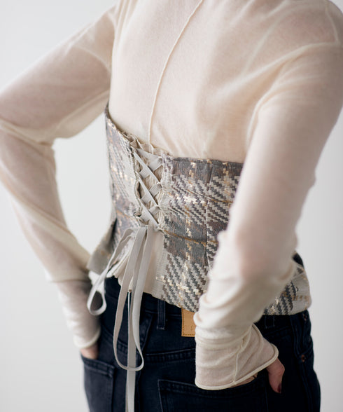 【SOI-MeME】check lame jacquard bustier