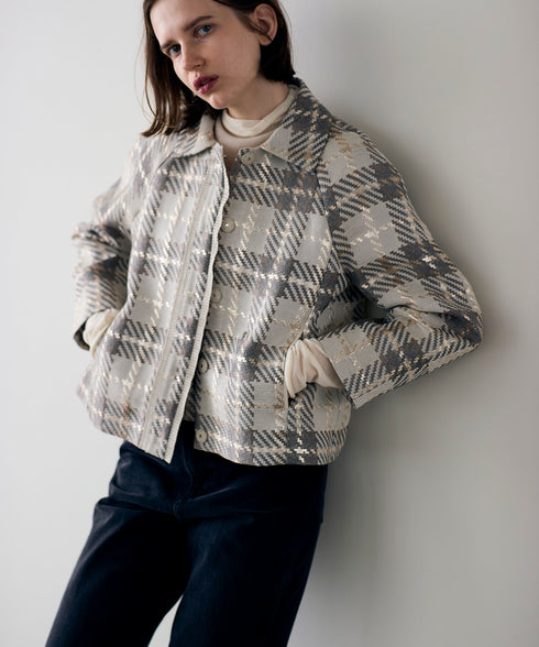 【SOI-MeME】check lame jacquard jacket