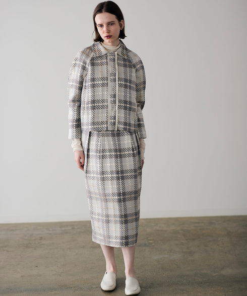 【SOI-MeME】check lame jacquard skirt