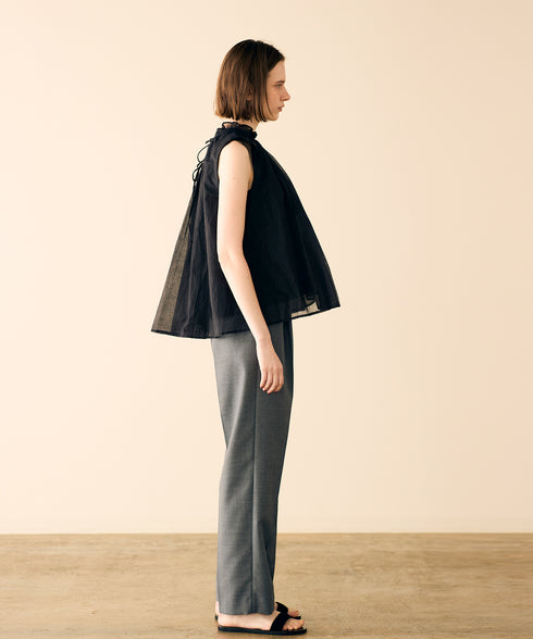 sheer starched cotton gather blouse