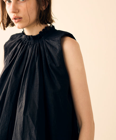 sheer starched cotton gather blouse