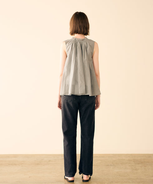 sheer starched cotton gather blouse