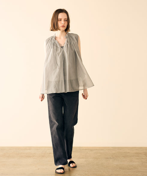 sheer starched cotton gather blouse