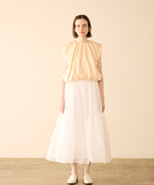 【再入荷】sheer starched cotton gather skirt