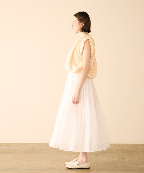 【再入荷】sheer starched cotton gather skirt