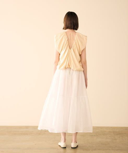 【再入荷】sheer starched cotton gather skirt