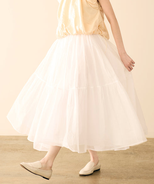 【再入荷】sheer starched cotton gather skirt